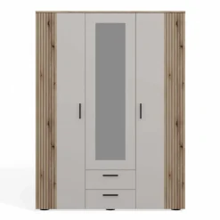 Armadio 150x200h cm 3 ante con specchio e 2 cassetti beige cashmere rovere Parker