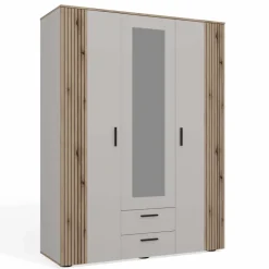 Armadio 150x200h cm 3 ante con specchio e 2 cassetti beige cashmere rovere Parker