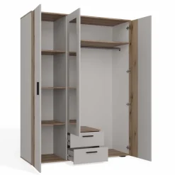 Armadio 150x200h cm 3 ante con specchio e 2 cassetti beige cashmere rovere Parker