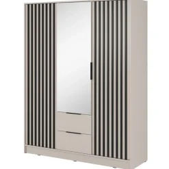 Armadio 155x200h cm 3 ante con specchio beige cashmere Miller