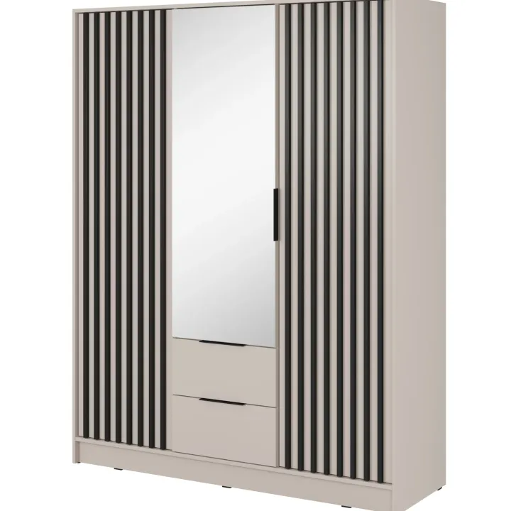 Armadio 155x200h cm 3 ante con specchio beige cashmere Miller