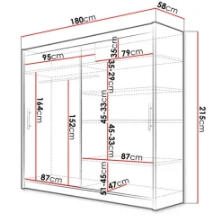 Armadio 180x215h cm 2 ante design moderno scorrevoli rovere Aisha
