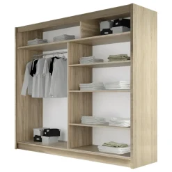 Armadio 180x215h cm 2 ante design moderno scorrevoli rovere Aisha