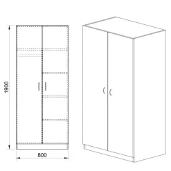 Armadio 80x191h cm 2 ante design noce Leopardi