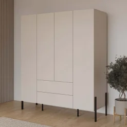 Armadio 184x210h cm 4 ante e 2 cassetti beige cashmere Simple