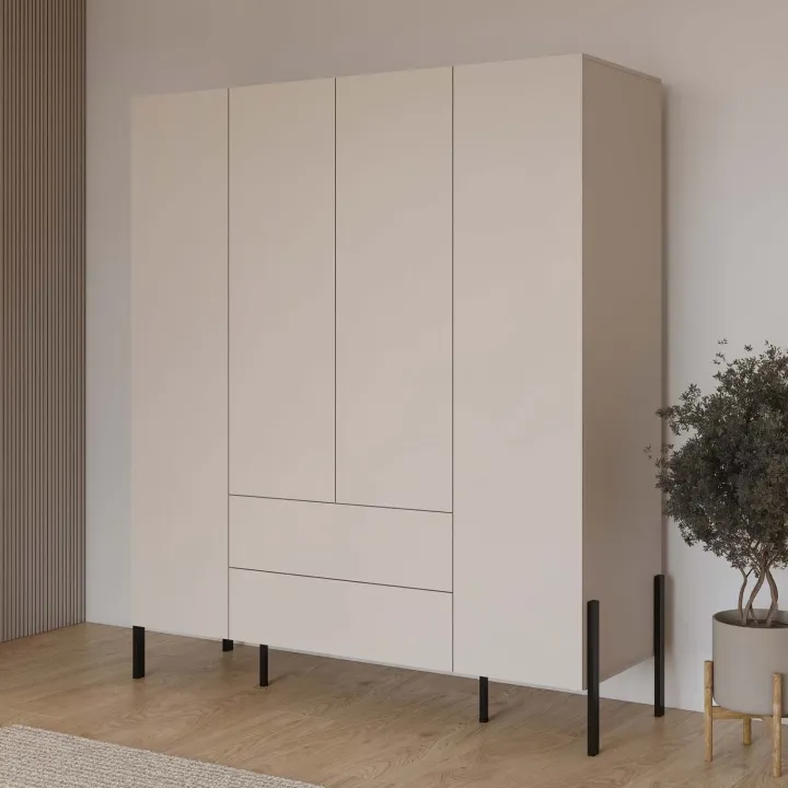 Armadio 184x210h cm 4 ante e 2 cassetti beige cashmere Simple