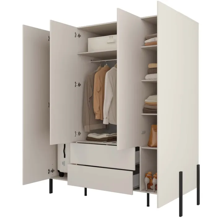 Armadio 184x210h cm 4 ante e 2 cassetti beige cashmere Simple