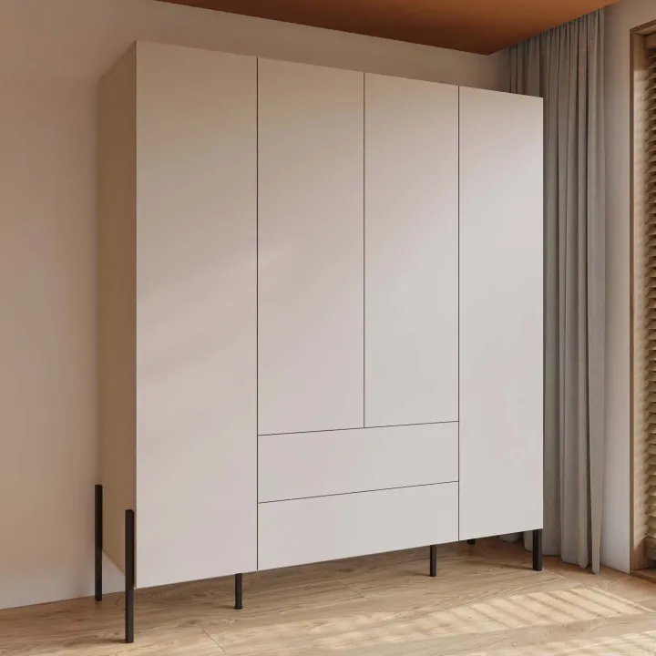 Armadio 184x210h cm 4 ante e 2 cassetti beige cashmere Simple
