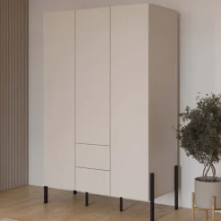Armadio 139x210h cm 3 ante e 2 cassetti beige cashmere Simple