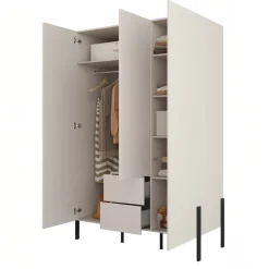 Armadio 139x210h cm 3 ante e 2 cassetti beige cashmere Simple