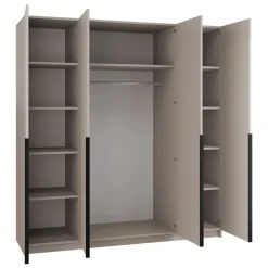 Armadio 200x215h cm 4 ante moderno beige nero Glammy 4