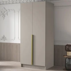 Armadio 100x215h cm 2 ante moderno beige oro Glammy 2