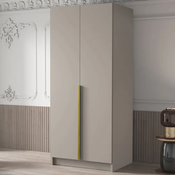 Armadio 100x215h cm 2 ante moderno beige oro Glammy 2
