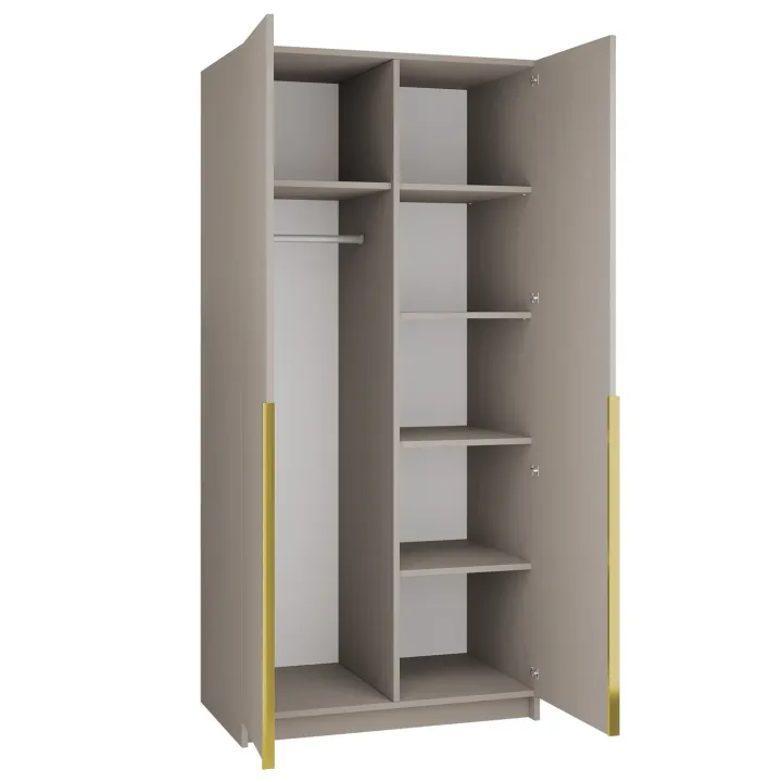 Armadio 100x215h cm 2 ante moderno beige oro Glammy 2