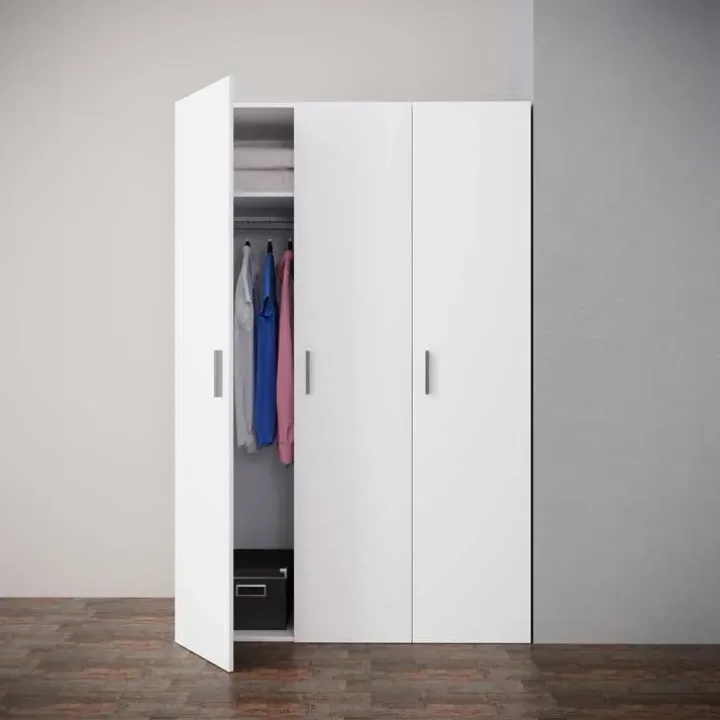 Armadio 116x176h cm 3 ante moderno bianco opaco Light Gihome®