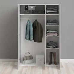 Armadio 116x176h cm 3 ante moderno bianco opaco Light Gihome®