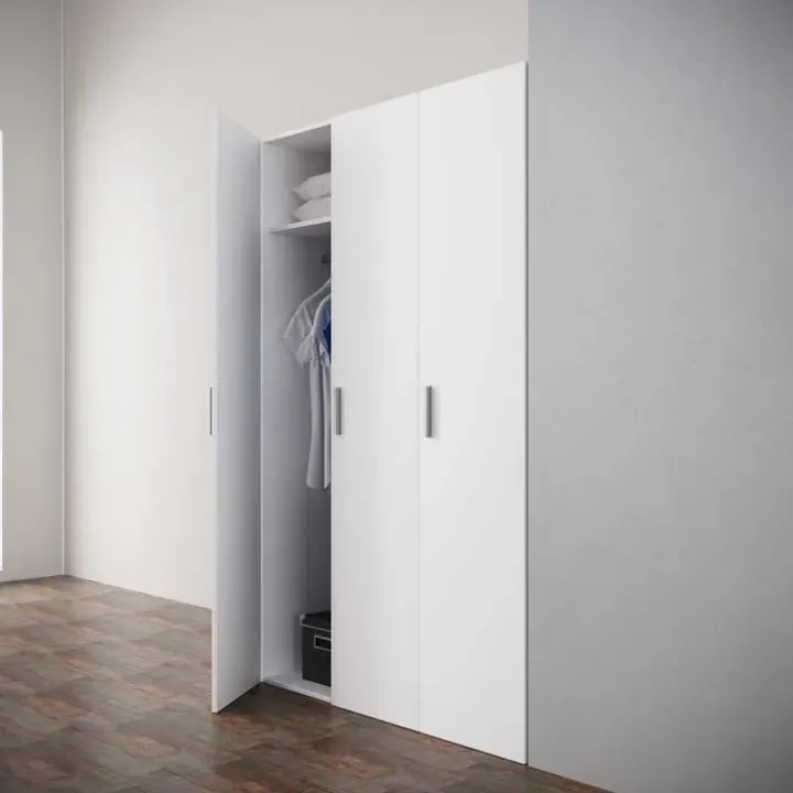 Armadio 116x176h cm 3 ante moderno bianco opaco Light Gihome®
