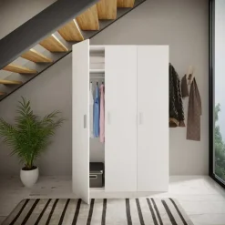 Armadio 116x176h cm 3 ante moderno bianco opaco Light Gihome®