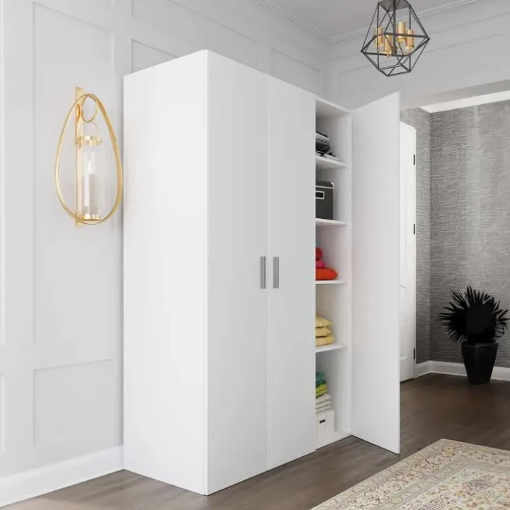 Armadio 116x176h cm 3 ante moderno bianco opaco Light Gihome®