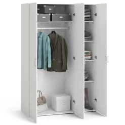 Armadio 116x176h cm 3 ante moderno bianco opaco Light Gihome®