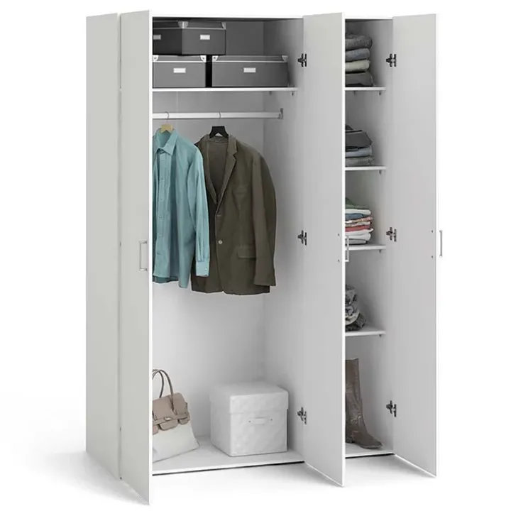 Armadio 116x176h cm 3 ante moderno bianco opaco Light Gihome®