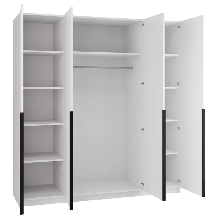 Armadio 200x215h cm 4 ante moderno bianco nero Glammy 4