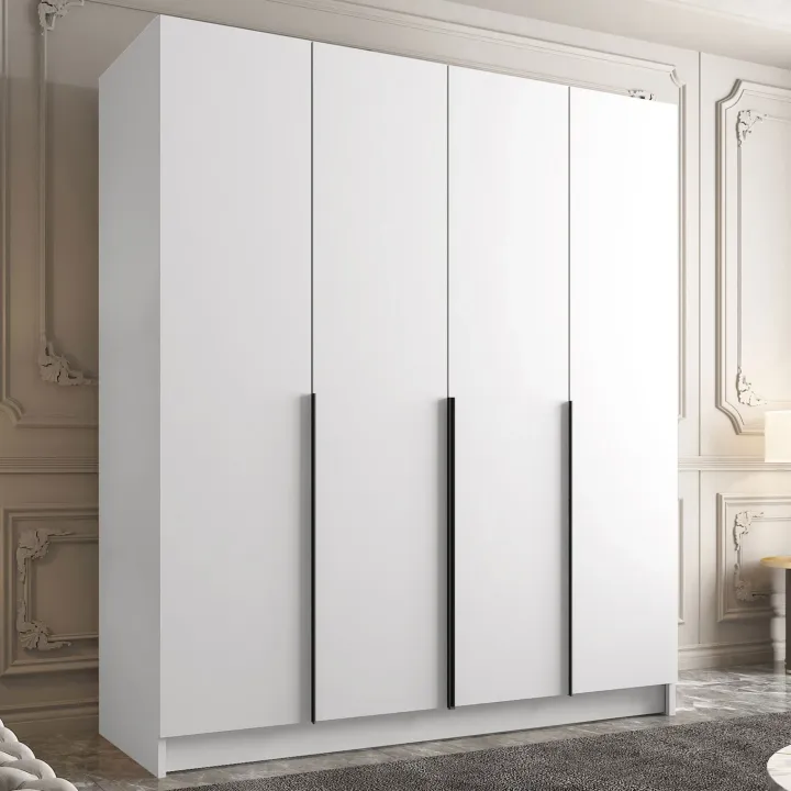 Armadio 200x215h cm 4 ante moderno bianco nero Glammy 4