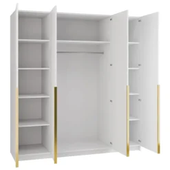 Armadio 200x215h cm 4 ante moderno bianco oro Glammy 4