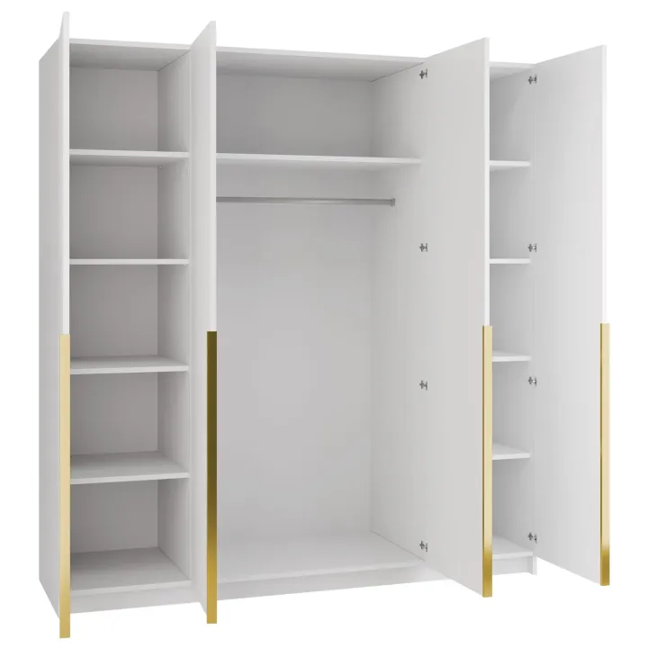Armadio 200x215h cm 4 ante moderno bianco oro Glammy 4