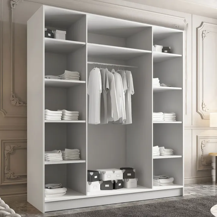 Armadio 200x215h cm 4 ante moderno bianco oro Glammy 4
