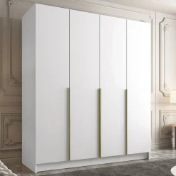 Armadio 200x215h cm 4 ante moderno bianco oro Glammy 4