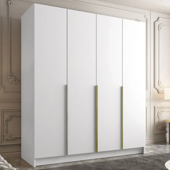 Armadio 200x215h cm 4 ante moderno bianco oro Glammy 4