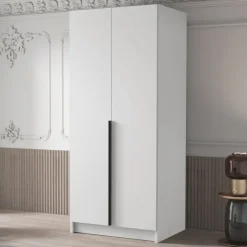 Armadio 100x215h cm 2 ante moderno bianco nero Glammy 2