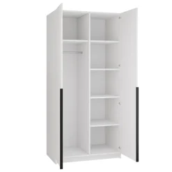 Armadio 100x215h cm 2 ante moderno bianco nero Glammy 2