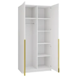 Armadio 100x215h cm 2 ante moderno bianco oro Glammy 2