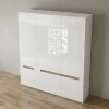 Armadio 180x206h cm 6 ante moderno bianco lucido noce Biancastagno