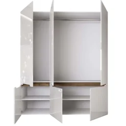Armadio 180x206h cm 6 ante moderno bianco lucido noce Biancastagno