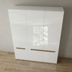 Armadio 180x206h cm 6 ante moderno bianco lucido noce Biancastagno