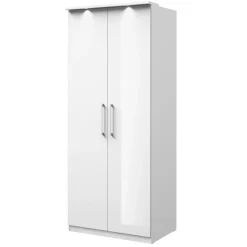 Armadio 90x217h cm 2 ante moderno bianco opaco e lucido Naper