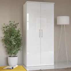 Armadio 90x217h cm 2 ante moderno bianco opaco e lucido Naper