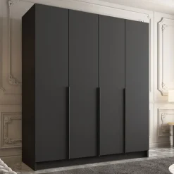 Armadio 200x215h cm 4 ante moderno nero Glammy 4