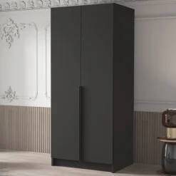 Armadio 100x215h cm 2 ante moderno nero Glammy 2