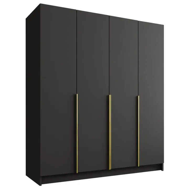 Armadio 200x215h cm 4 ante moderno nero oro Glammy 4
