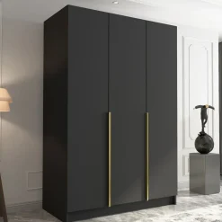 Armadio 150x215h cm 3 ante moderno nero oro Glammy 3