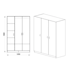 Armadio 120x190h cm 3 ante moderno rovere sonoma Rodari