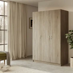 Armadio 120x190h cm 3 ante moderno rovere sonoma Rodari