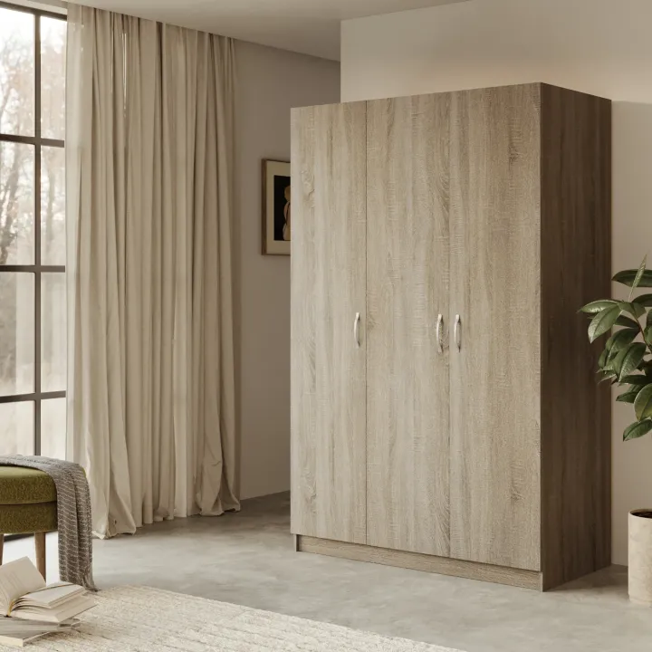 Armadio 120x190h cm 3 ante moderno rovere sonoma Rodari