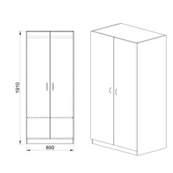 Armadio 80x191h cm 2 ante moderno rovere sonoma Ilario