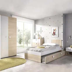 Armadio 90x205h cm 2 ante moderno rovere bianco Cairo