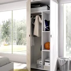 Armadio 90x205h cm 2 ante moderno rovere bianco Cairo